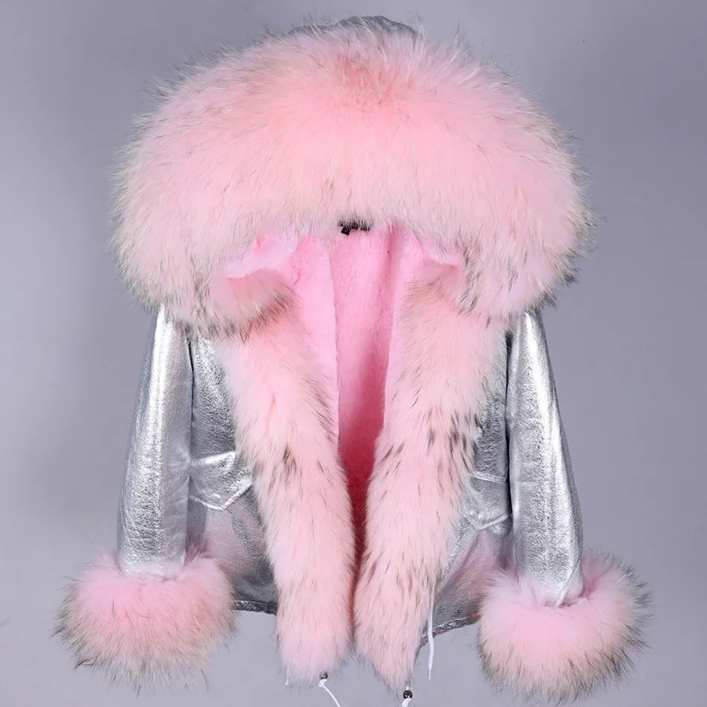 Women’s winter parka M/L raccoon fur trim